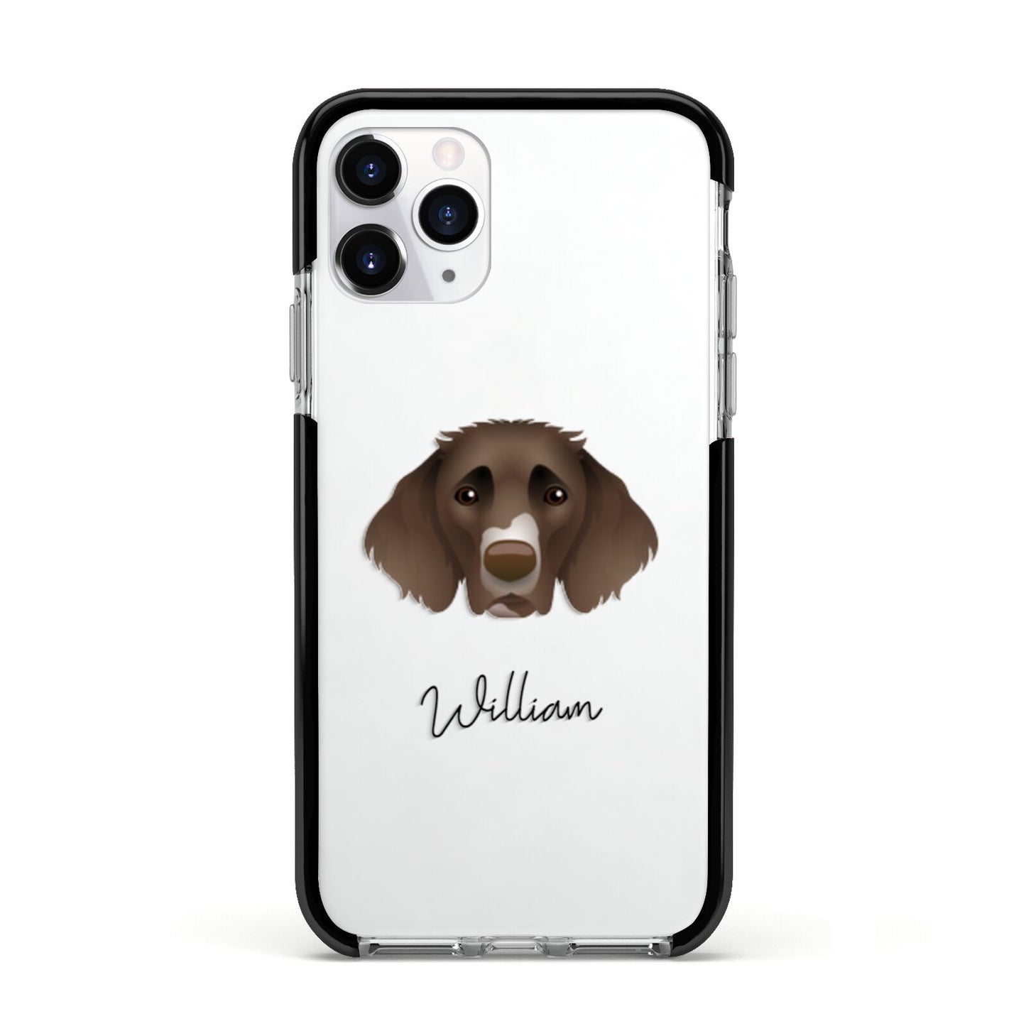 German Longhaired Pointer Personalised Apple iPhone 11 Pro in Silver with Black Impact Case