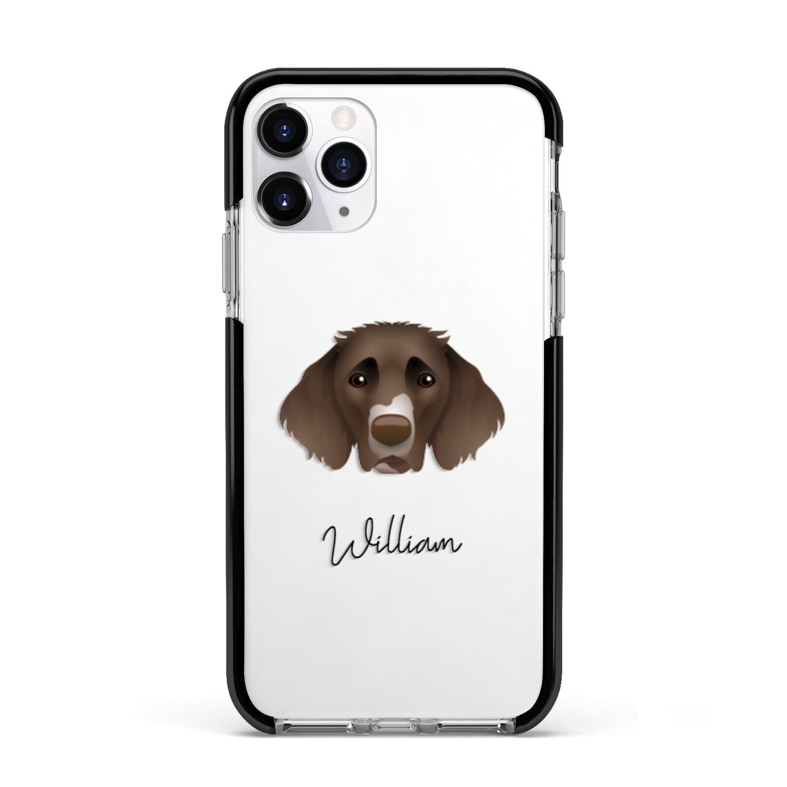 German Longhaired Pointer Personalised Apple iPhone 11 Pro in Silver with Black Impact Case