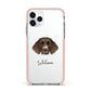 German Longhaired Pointer Personalised Apple iPhone 11 Pro in Silver with Pink Impact Case