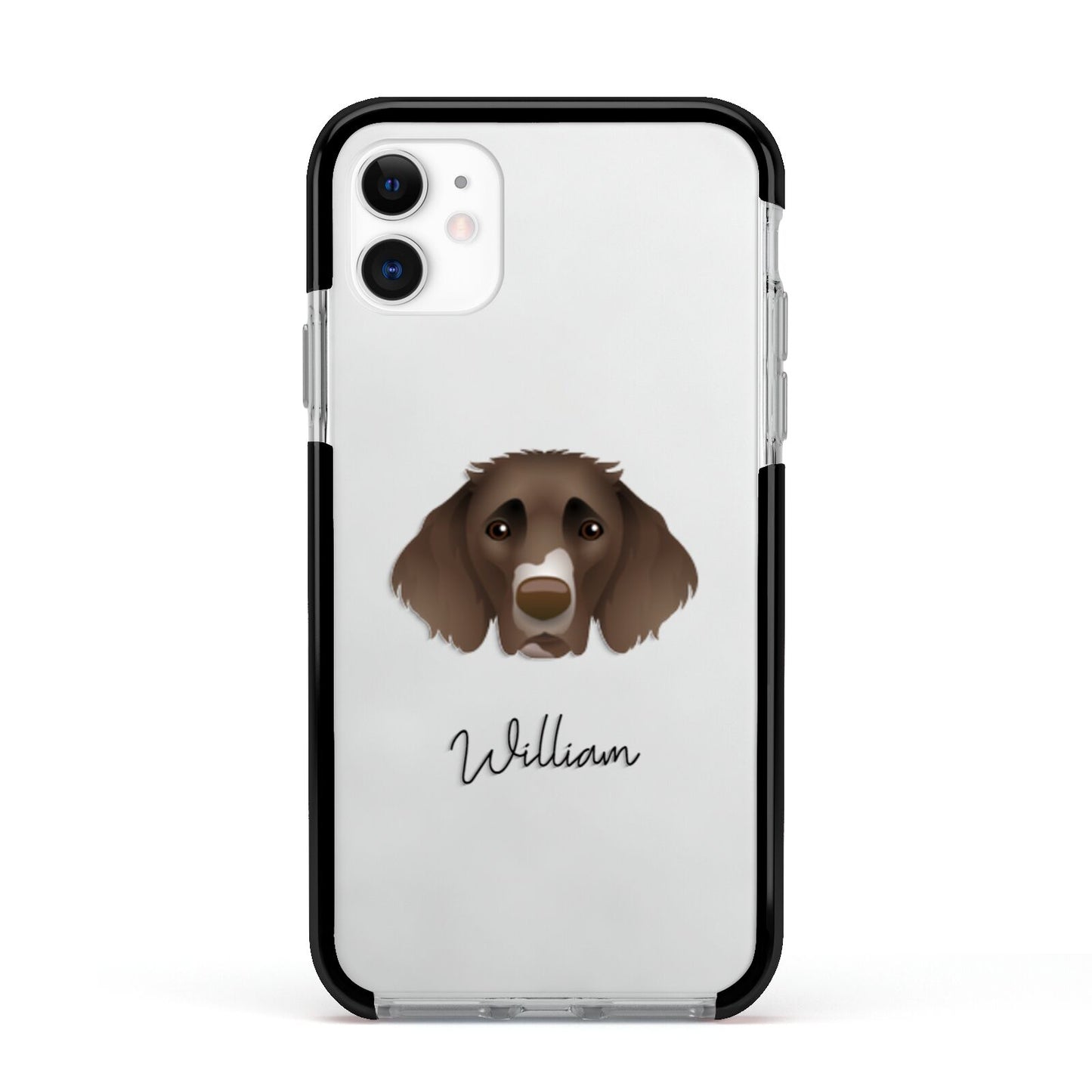 German Longhaired Pointer Personalised Apple iPhone 11 in White with Black Impact Case