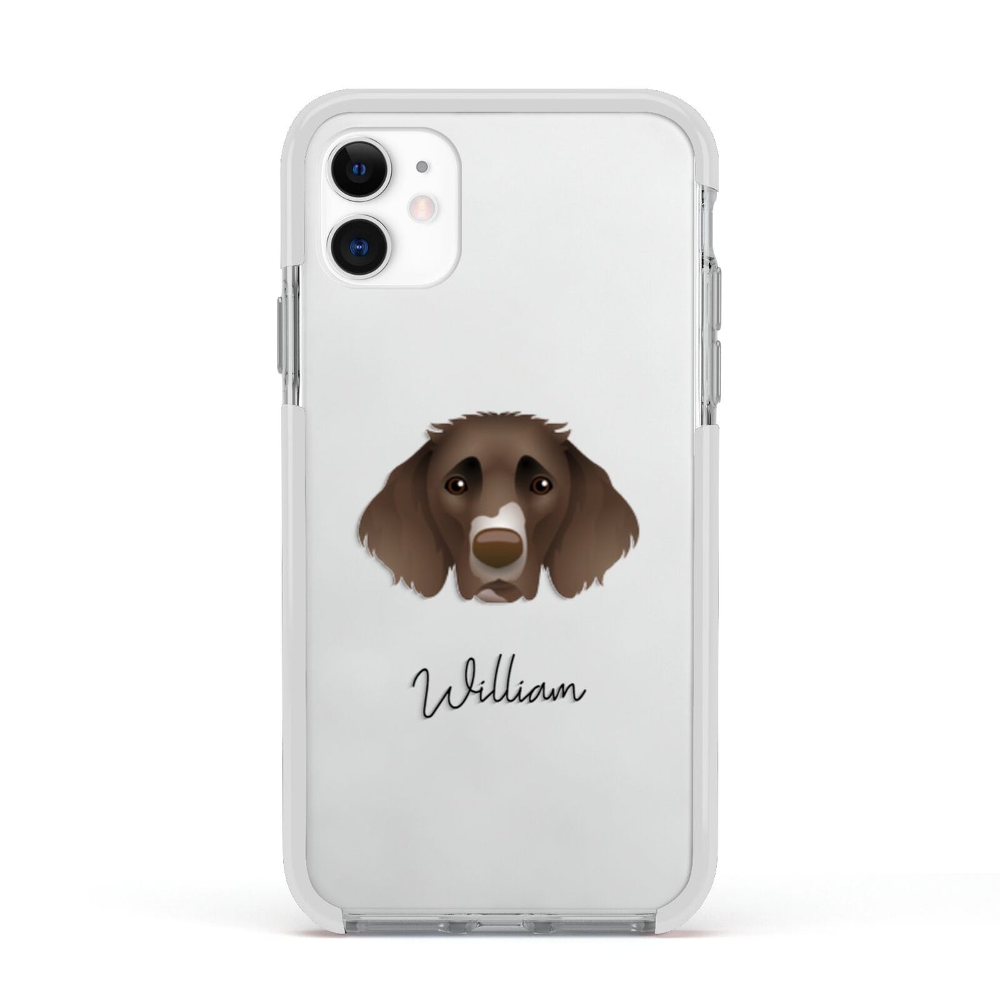 German Longhaired Pointer Personalised Apple iPhone 11 in White with White Impact Case