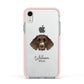 German Longhaired Pointer Personalised Apple iPhone XR Impact Case Pink Edge on Silver Phone