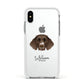 German Longhaired Pointer Personalised Apple iPhone Xs Impact Case White Edge on Silver Phone