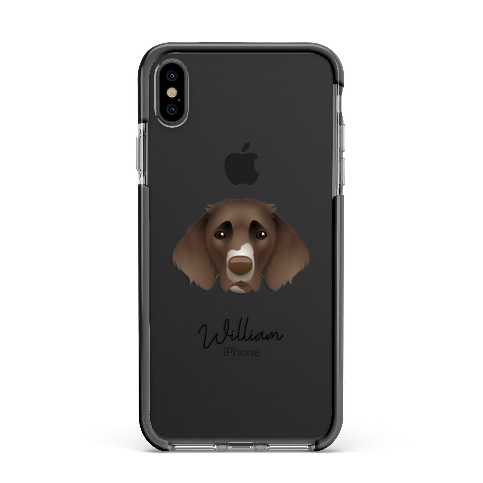 German Longhaired Pointer Personalised Apple iPhone Xs Max Impact Case Black Edge on Black Phone