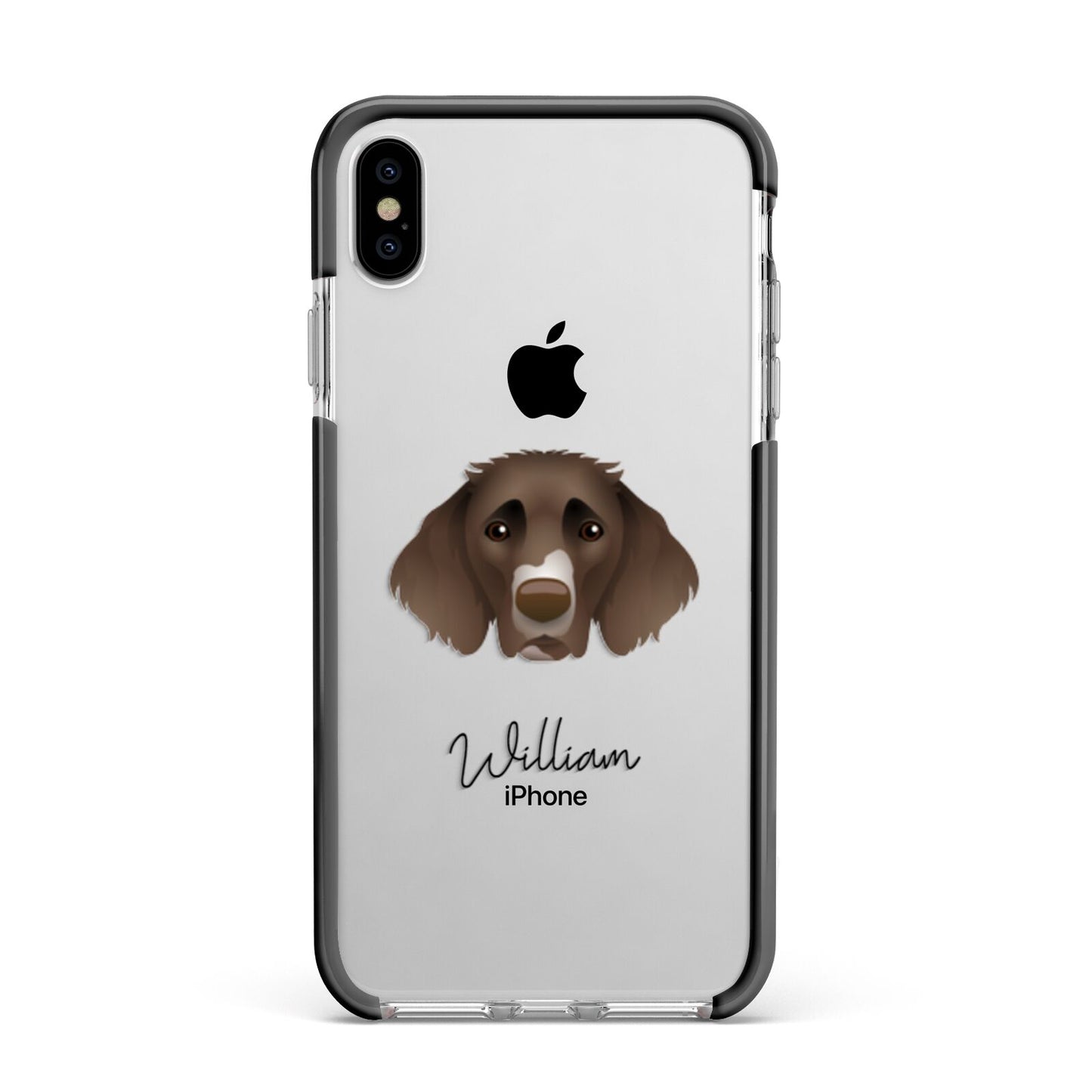 German Longhaired Pointer Personalised Apple iPhone Xs Max Impact Case Black Edge on Silver Phone