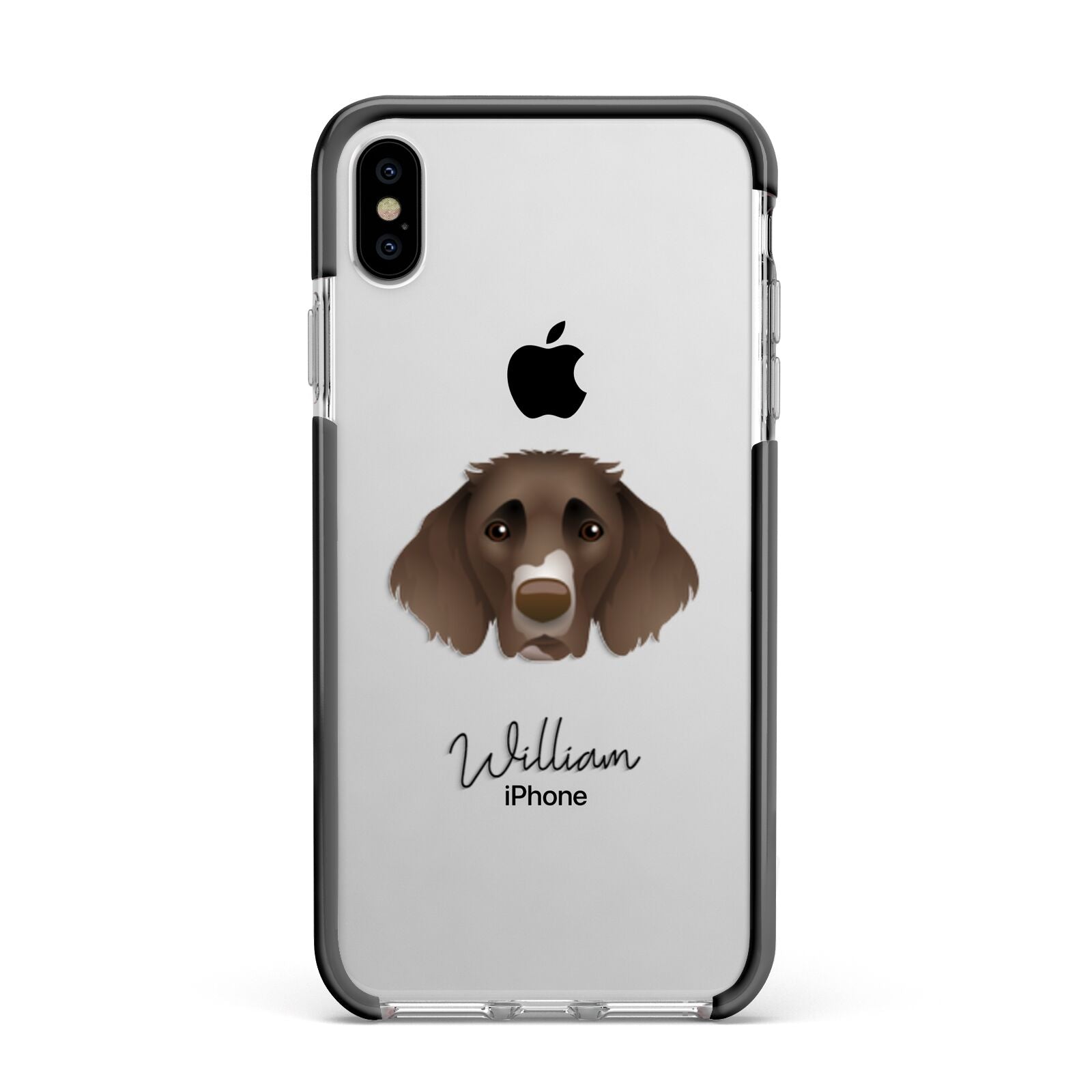 German Longhaired Pointer Personalised Apple iPhone Xs Max Impact Case Black Edge on Silver Phone