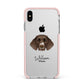 German Longhaired Pointer Personalised Apple iPhone Xs Max Impact Case Pink Edge on Silver Phone