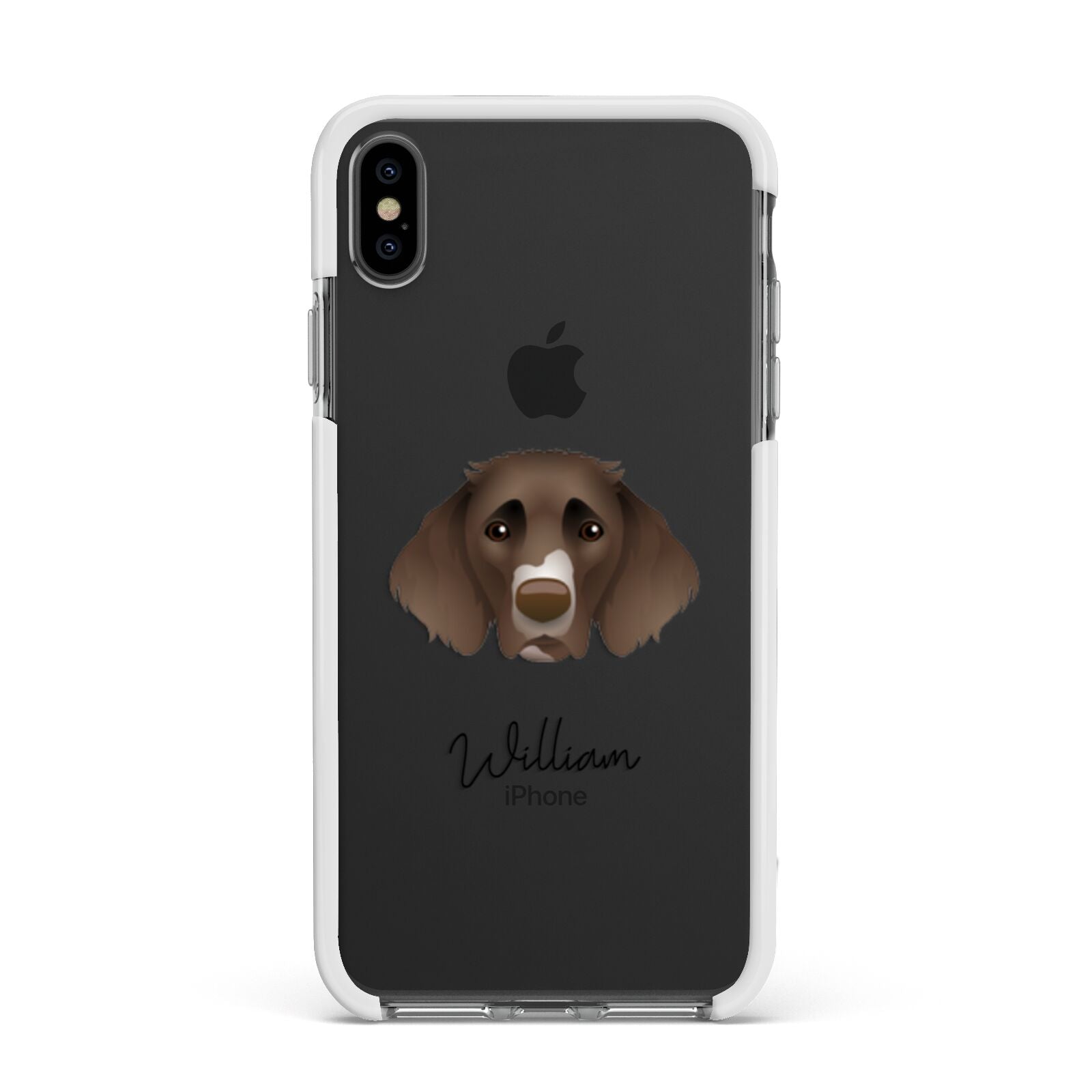 German Longhaired Pointer Personalised Apple iPhone Xs Max Impact Case White Edge on Black Phone