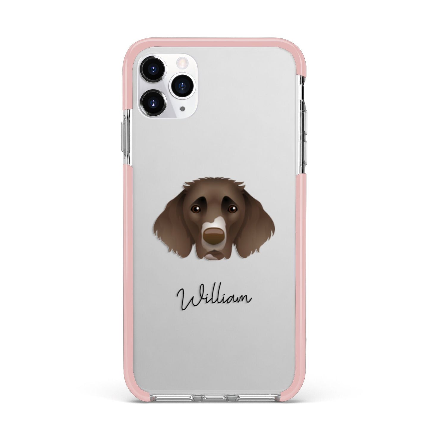German Longhaired Pointer Personalised iPhone 11 Pro Max Impact Pink Edge Case