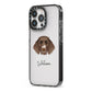 German Longhaired Pointer Personalised iPhone 13 Pro Black Impact Case Side Angle on Silver phone