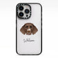 German Longhaired Pointer Personalised iPhone 13 Pro Black Impact Case on Silver phone