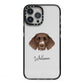 German Longhaired Pointer Personalised iPhone 13 Pro Max Black Impact Case on Silver phone