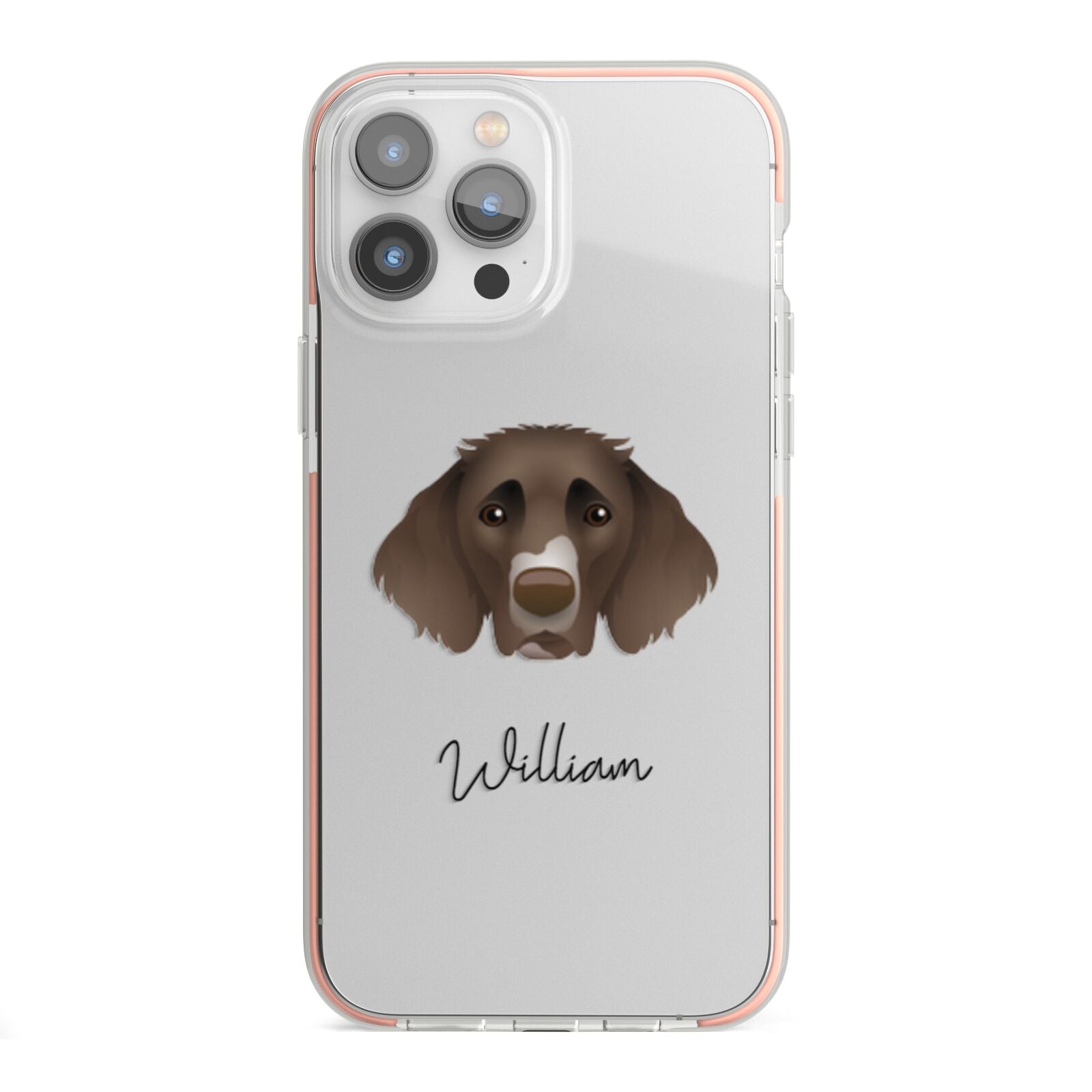 German Longhaired Pointer Personalised iPhone 13 Pro Max TPU Impact Case with Pink Edges