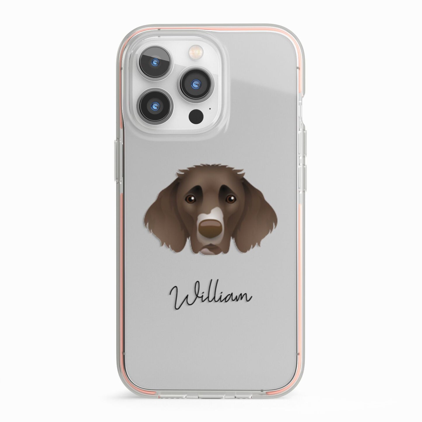 German Longhaired Pointer Personalised iPhone 13 Pro TPU Impact Case with Pink Edges