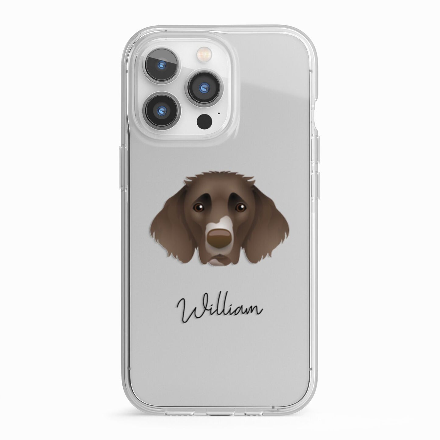 German Longhaired Pointer Personalised iPhone 13 Pro TPU Impact Case with White Edges