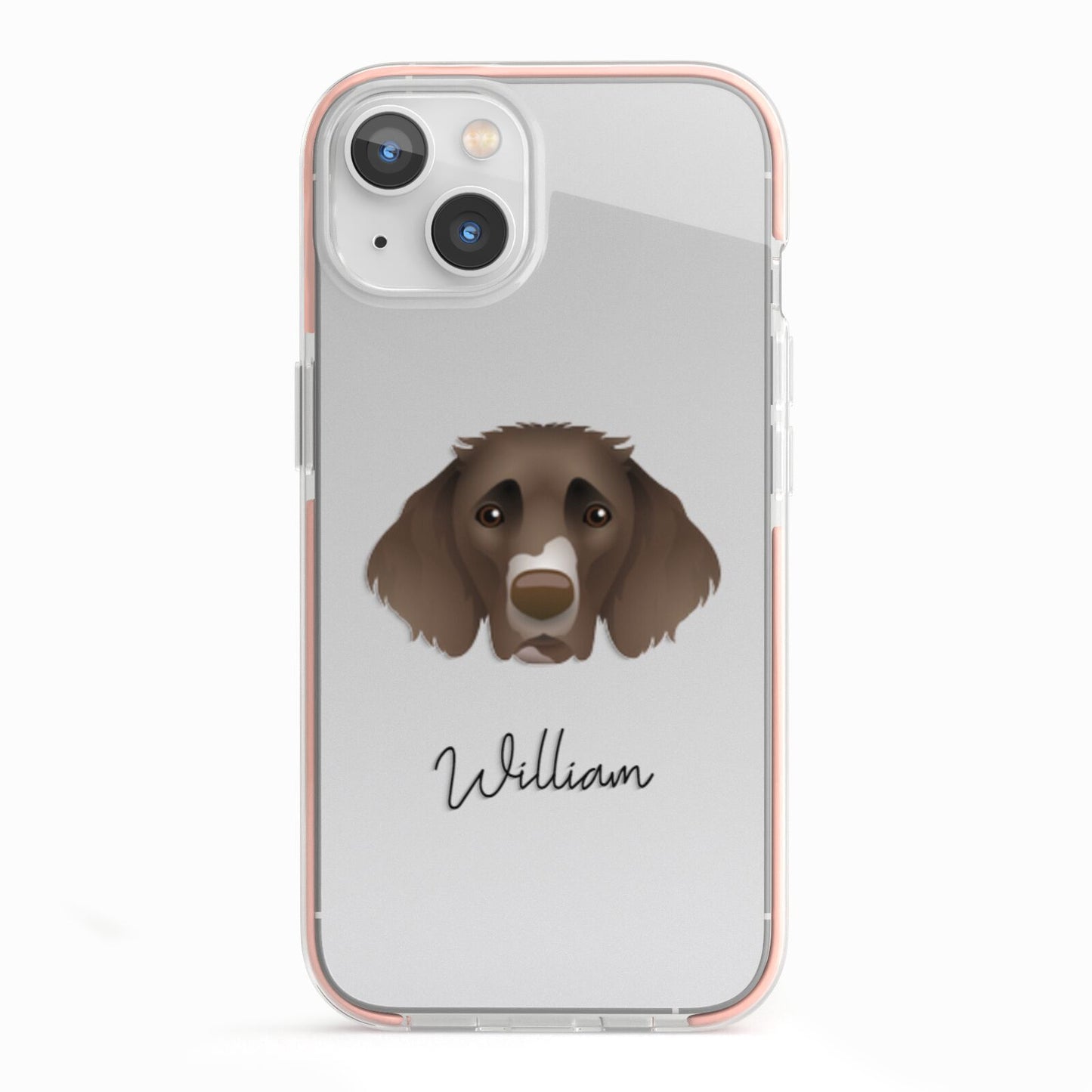 German Longhaired Pointer Personalised iPhone 13 TPU Impact Case with Pink Edges
