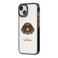 German Longhaired Pointer Personalised iPhone 14 Black Impact Case Side Angle on Silver phone