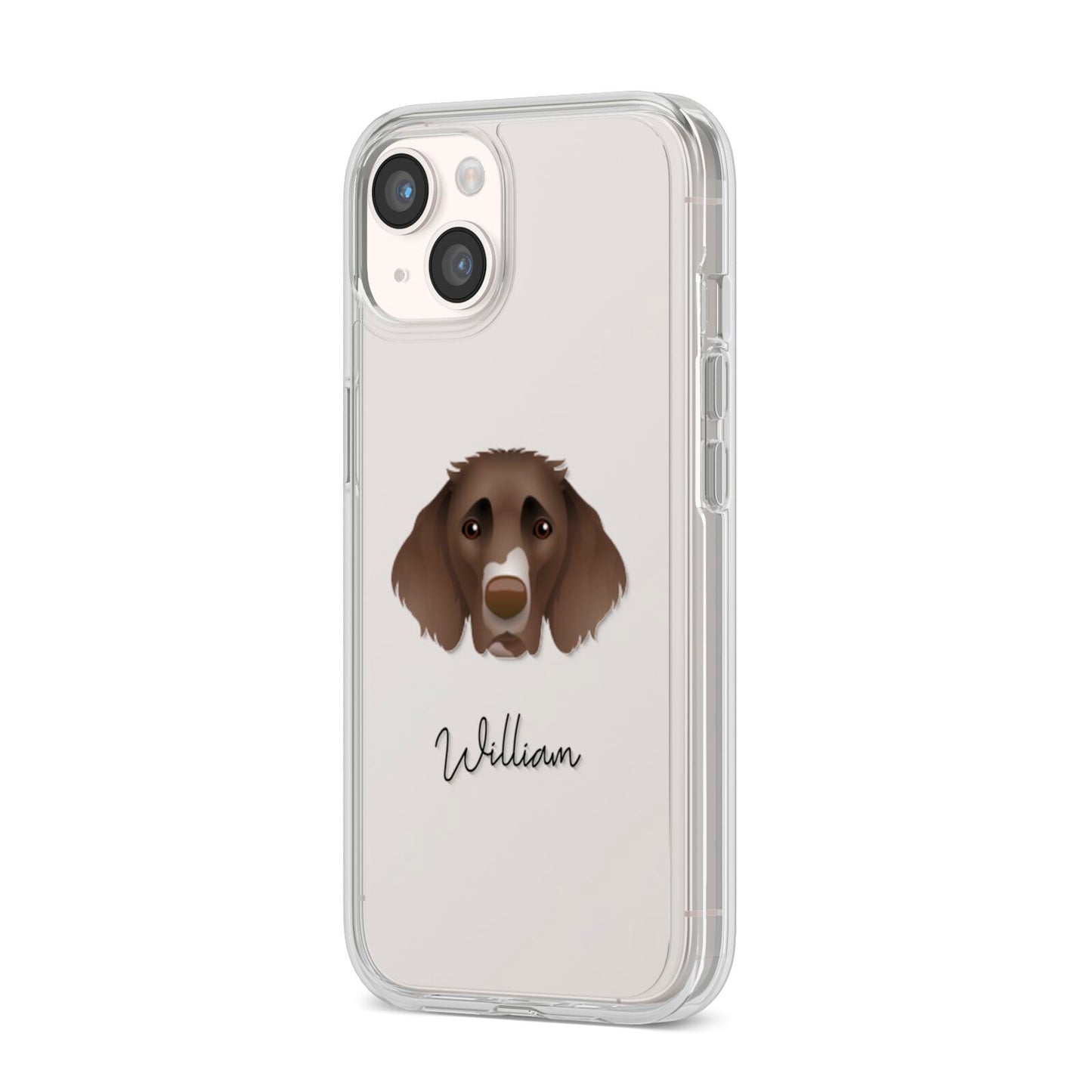 German Longhaired Pointer Personalised iPhone 14 Clear Tough Case Starlight Angled Image