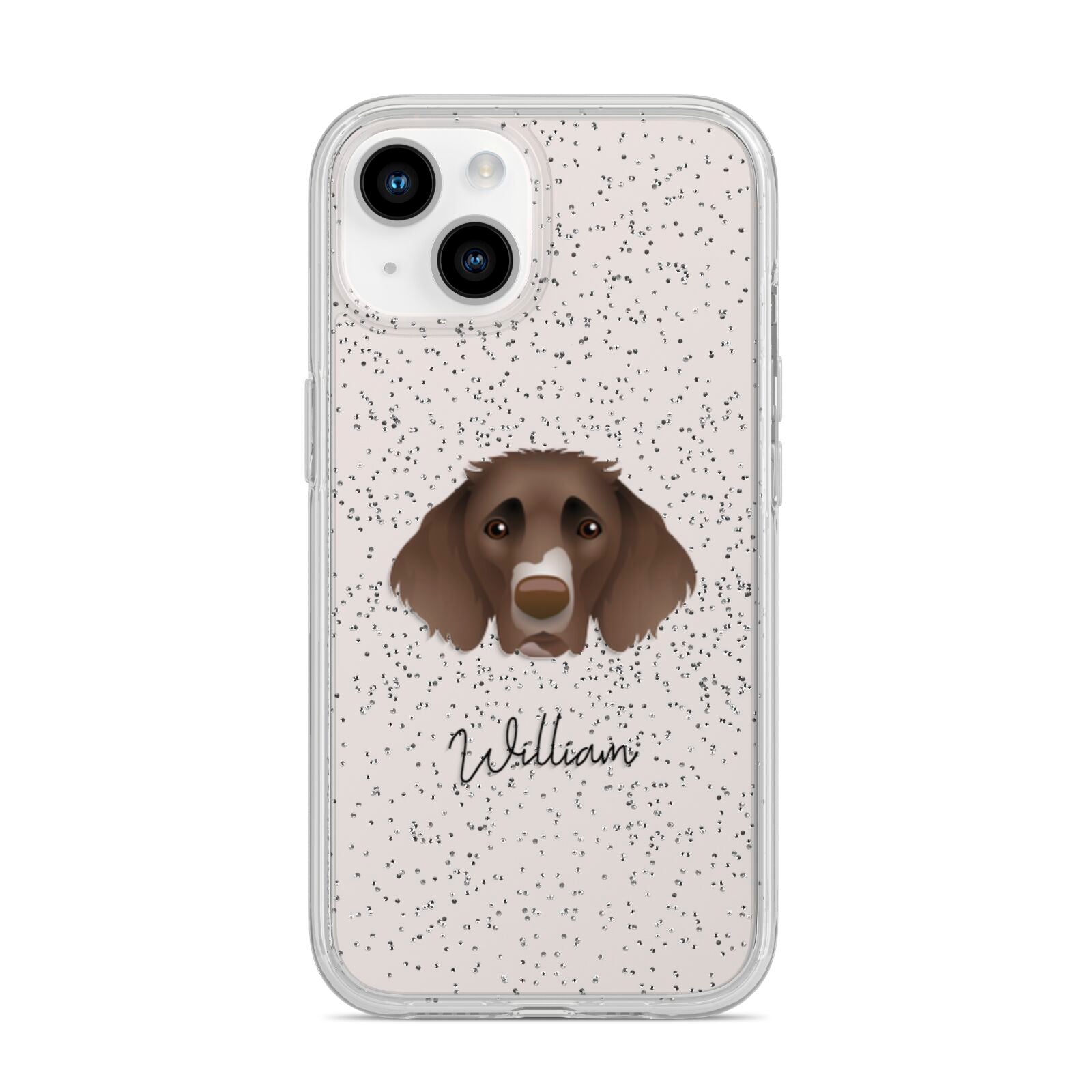 German Longhaired Pointer Personalised iPhone 14 Glitter Tough Case Starlight