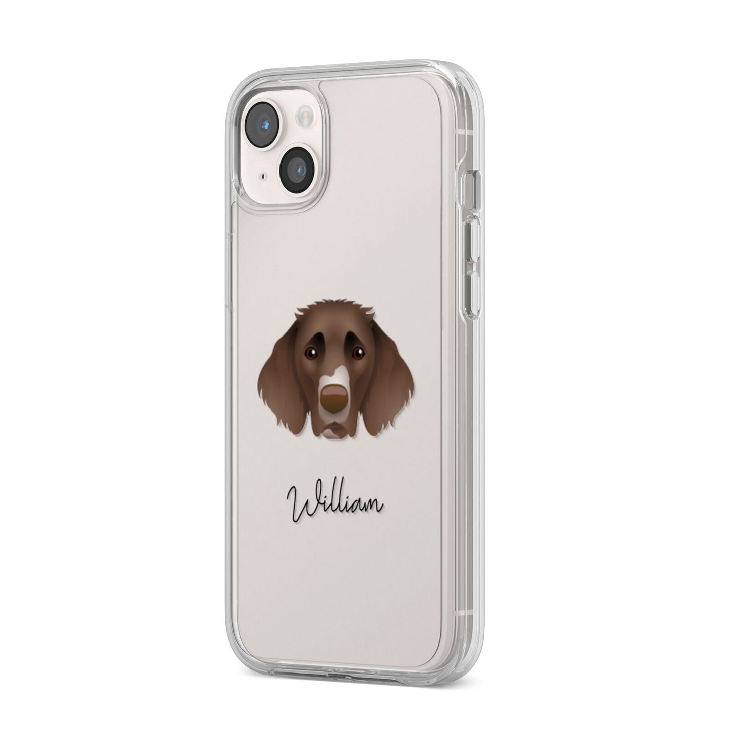 German Longhaired Pointer Personalised iPhone 14 Plus Clear Tough Case Starlight Angled Image