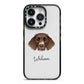 German Longhaired Pointer Personalised iPhone 14 Pro Black Impact Case on Silver phone