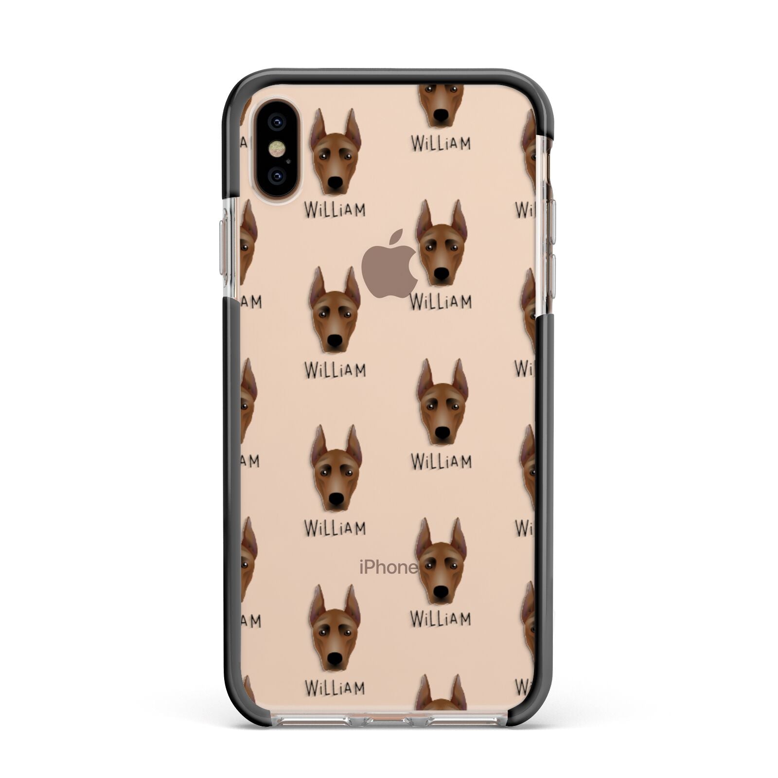 German Pinscher Icon with Name Apple iPhone Xs Max Impact Case Black Edge on Gold Phone