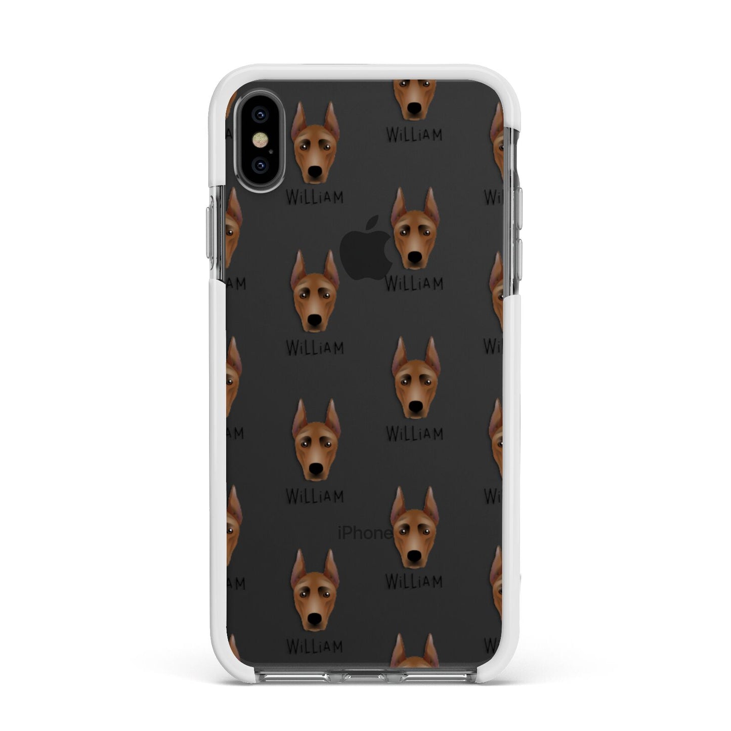 German Pinscher Icon with Name Apple iPhone Xs Max Impact Case White Edge on Black Phone