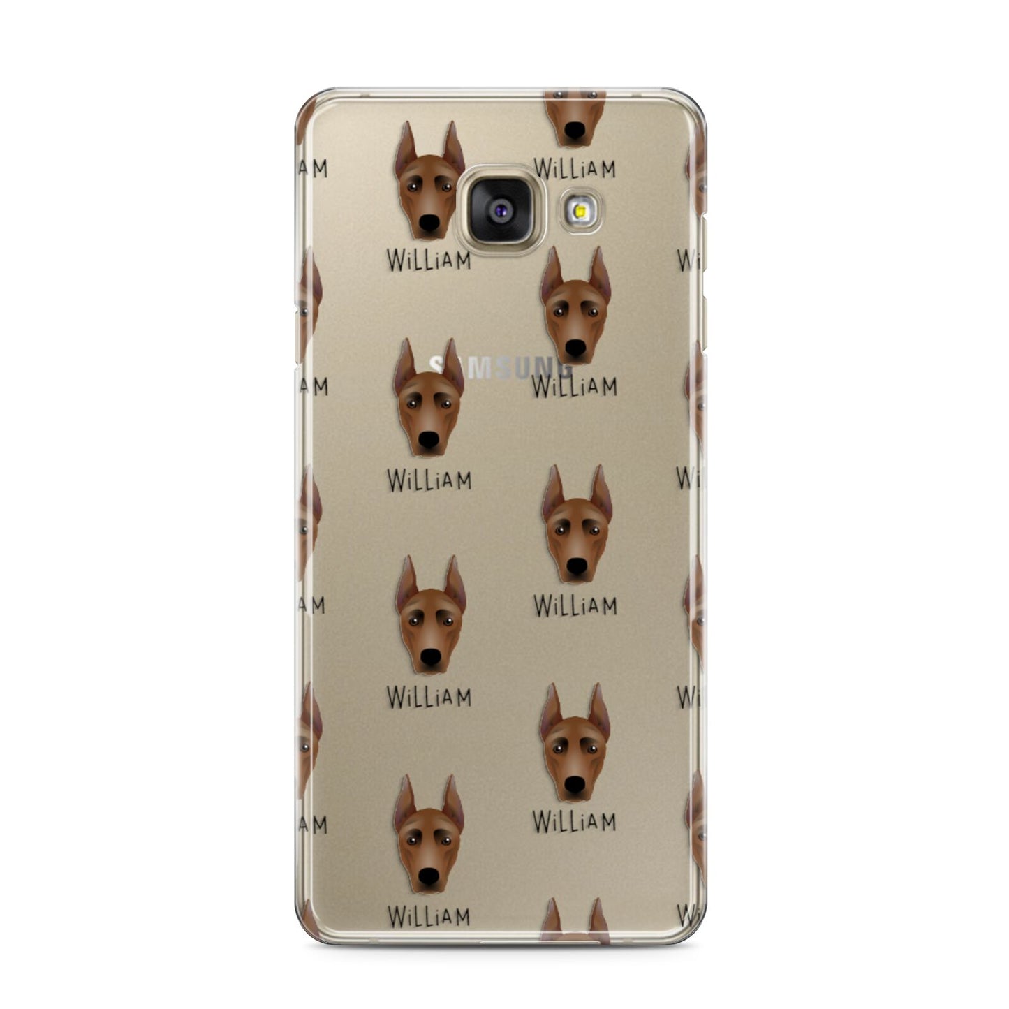 German Pinscher Icon with Name Samsung Galaxy A3 2016 Case on gold phone
