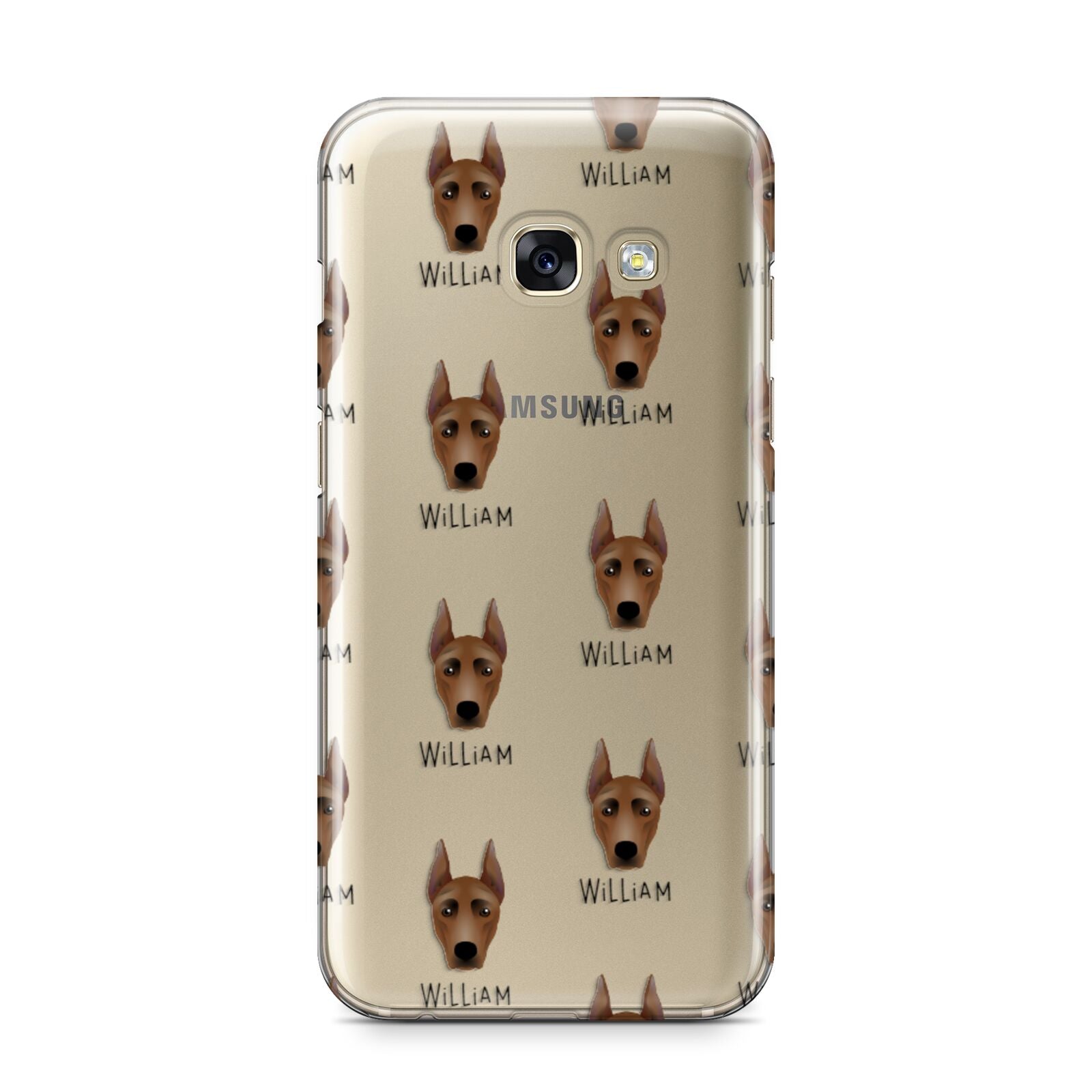 German Pinscher Icon with Name Samsung Galaxy A3 2017 Case on gold phone