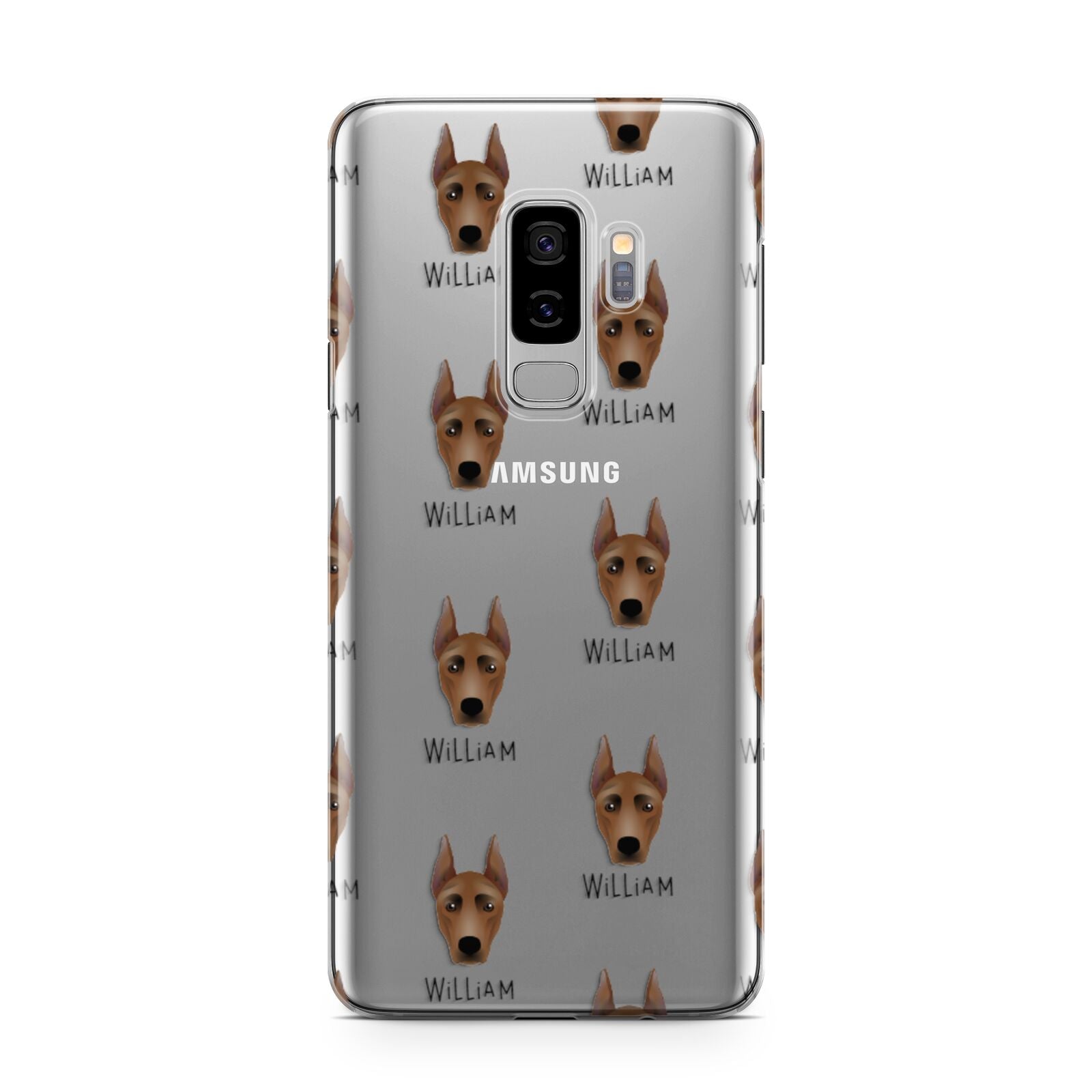 German Pinscher Icon with Name Samsung Galaxy S9 Plus Case on Silver phone