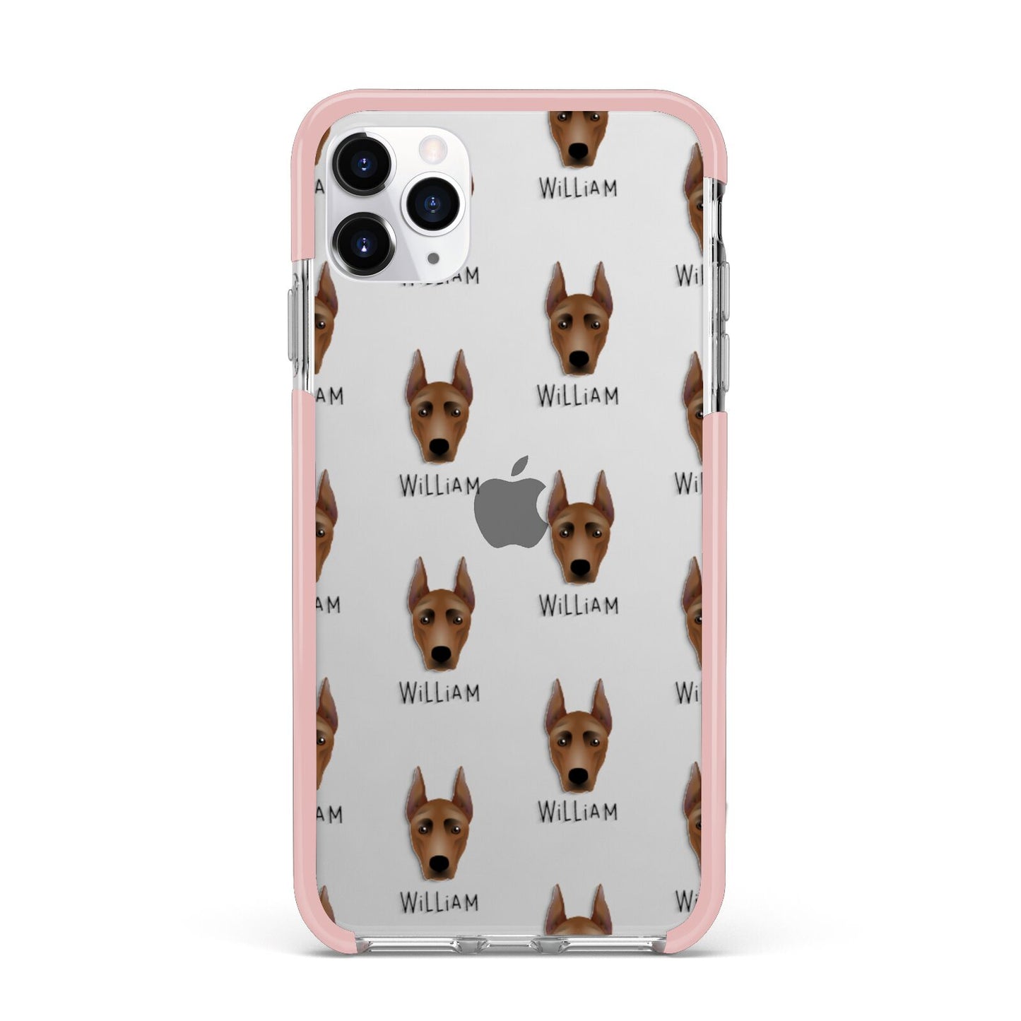 German Pinscher Icon with Name iPhone 11 Pro Max Impact Pink Edge Case
