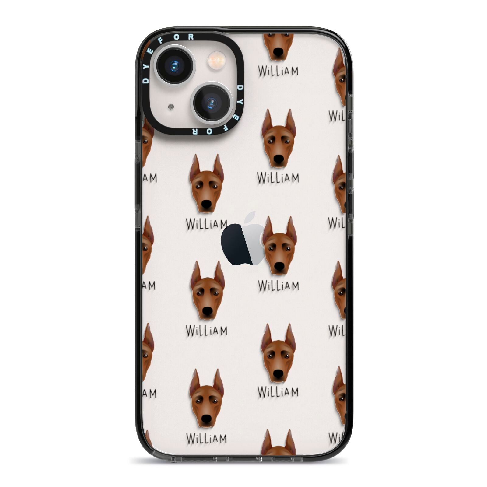German Pinscher Icon with Name iPhone 13 Black Impact Case on Silver phone