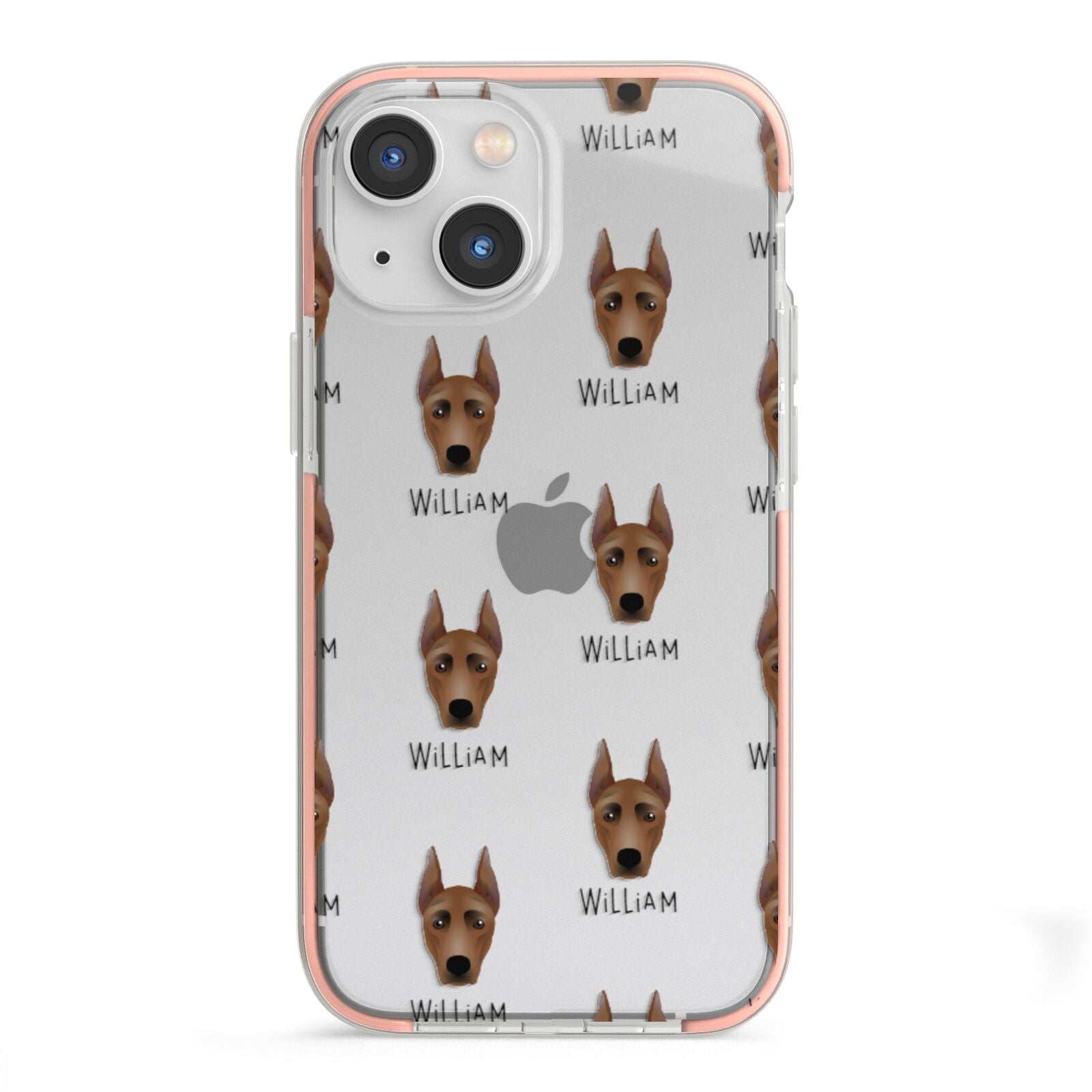 German Pinscher Icon with Name iPhone 13 Mini TPU Impact Case with Pink Edges
