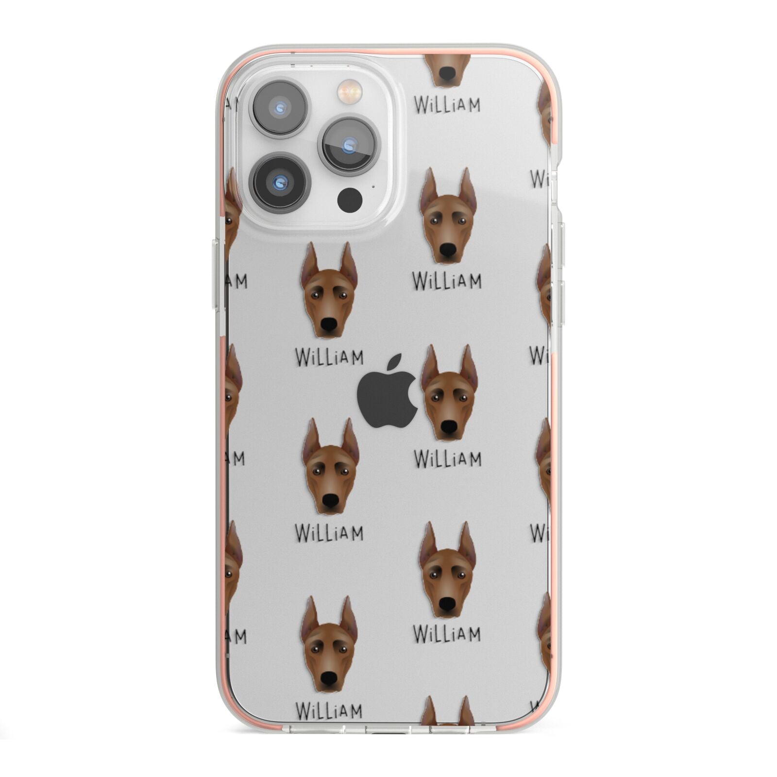 German Pinscher Icon with Name iPhone 13 Pro Max TPU Impact Case with Pink Edges
