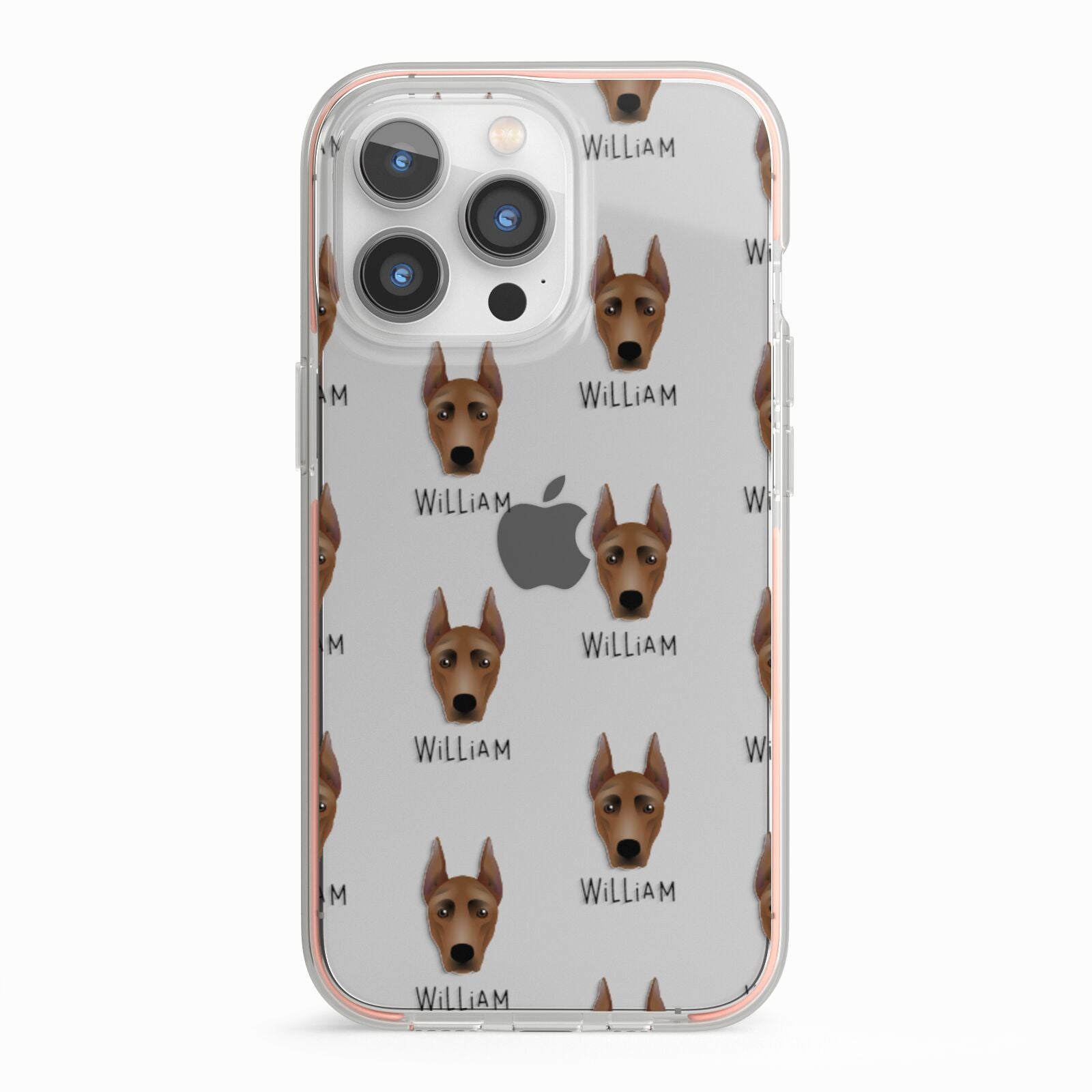 German Pinscher Icon with Name iPhone 13 Pro TPU Impact Case with Pink Edges