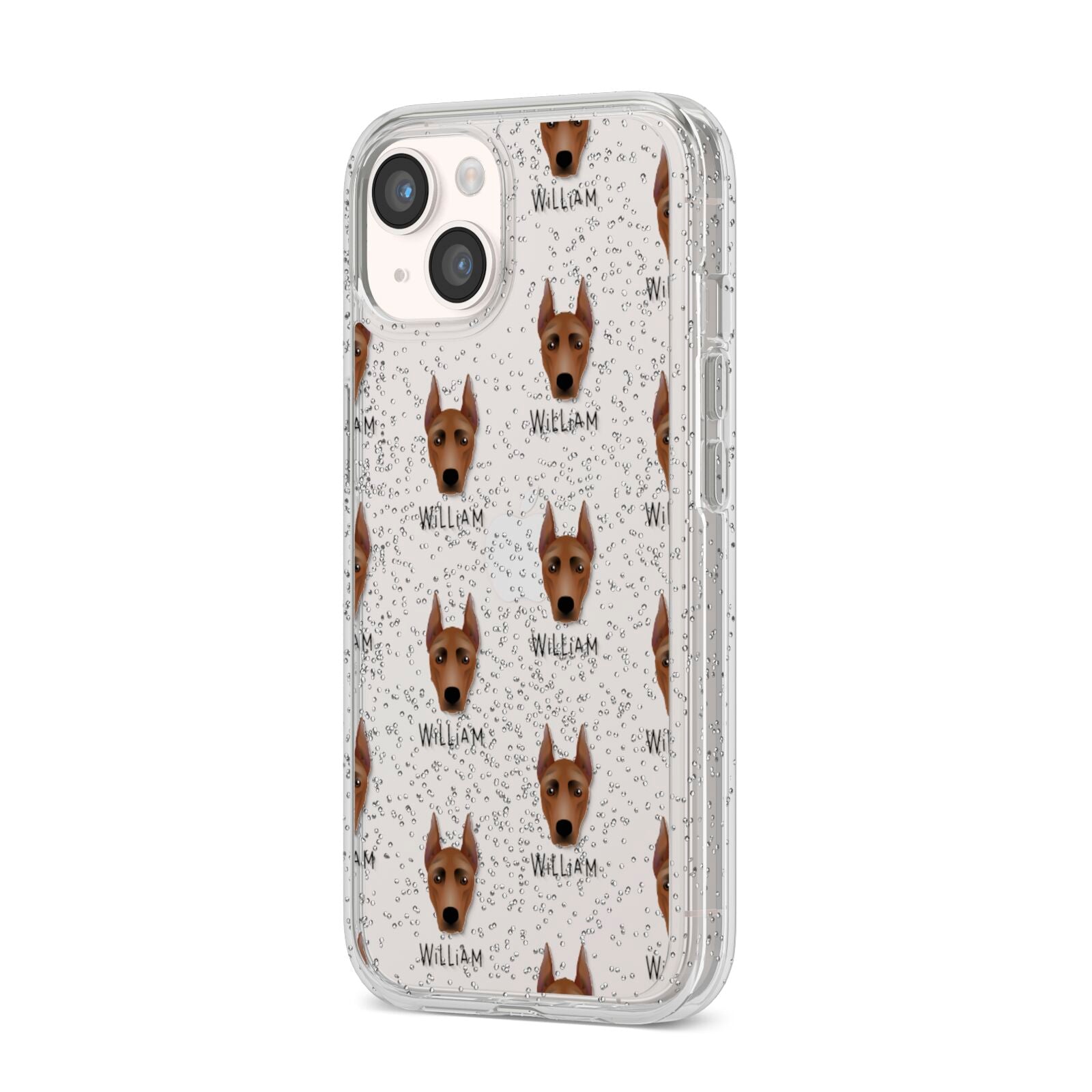 German Pinscher Icon with Name iPhone 14 Glitter Tough Case Starlight Angled Image