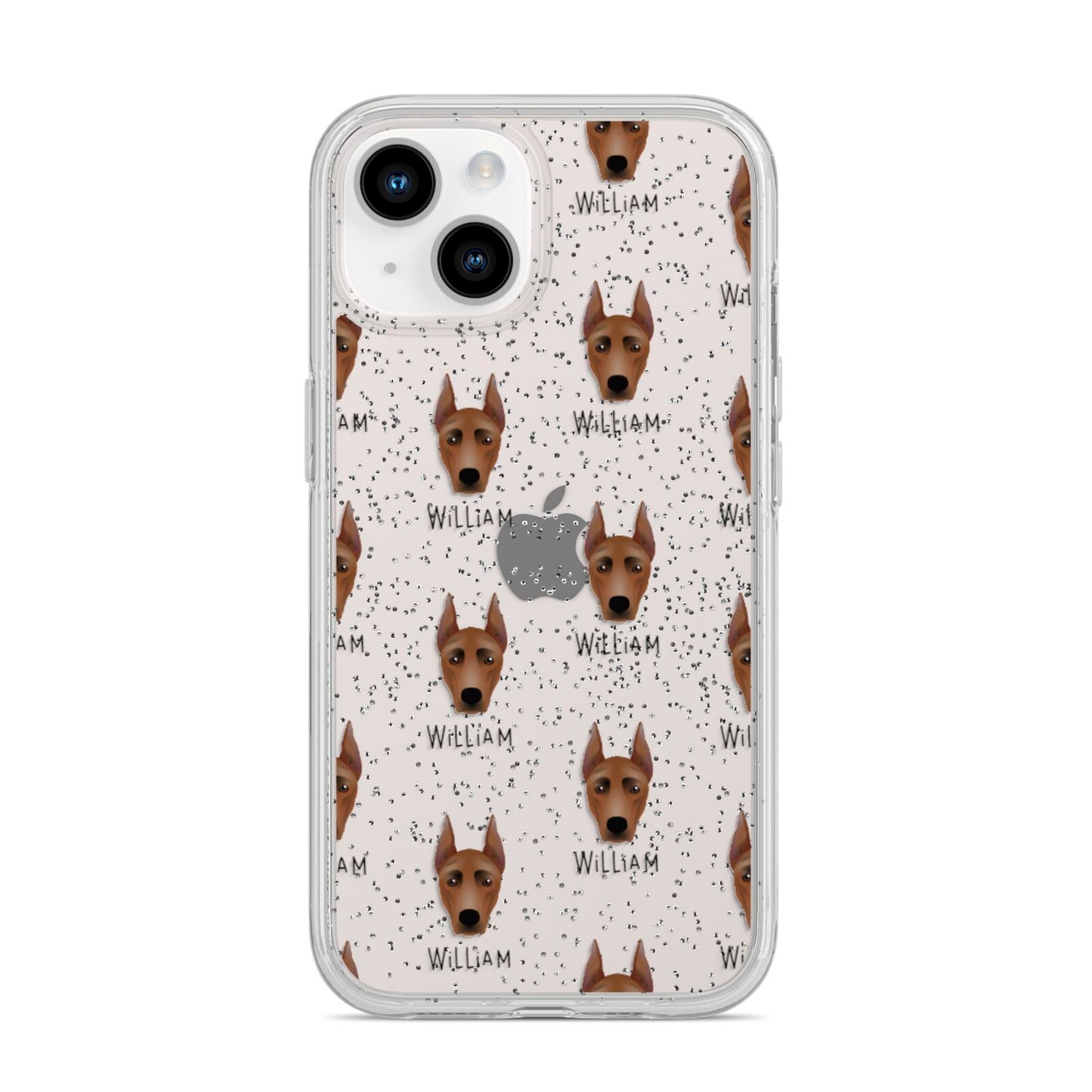 German Pinscher Icon with Name iPhone 14 Glitter Tough Case Starlight