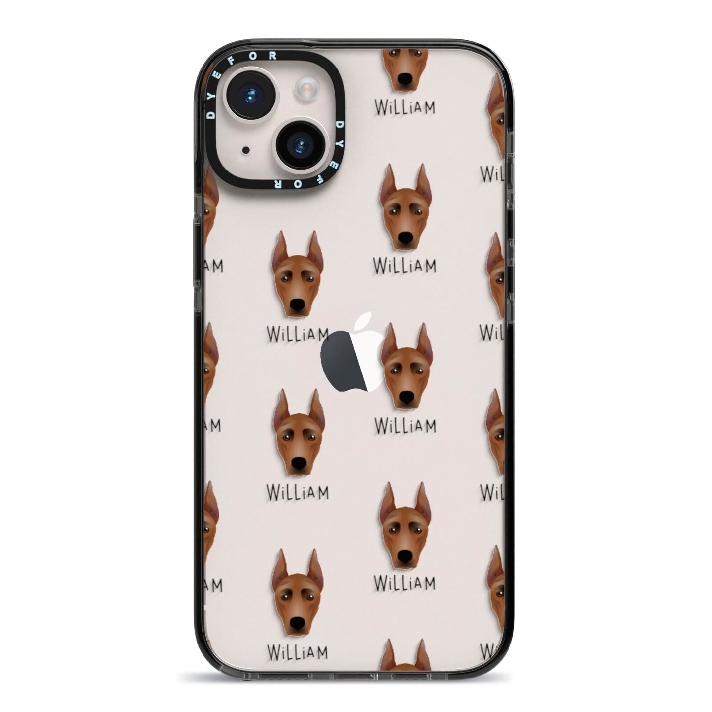 German Pinscher Icon with Name iPhone 14 Plus Black Impact Case on Silver phone