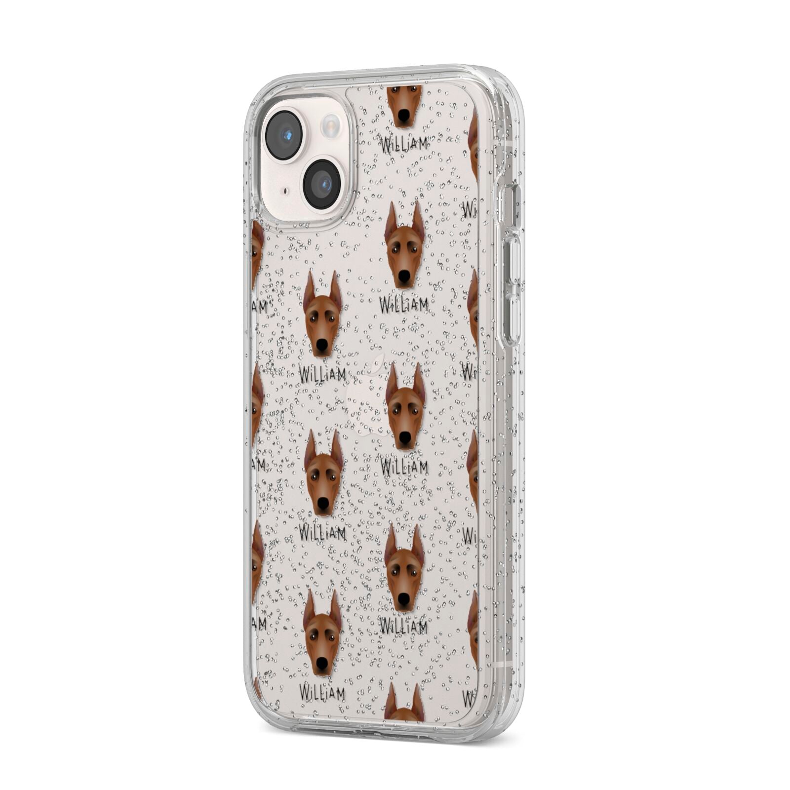 German Pinscher Icon with Name iPhone 14 Plus Glitter Tough Case Starlight Angled Image