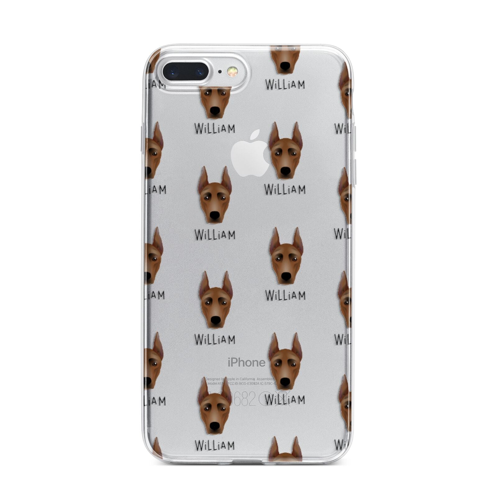 German Pinscher Icon with Name iPhone 7 Plus Bumper Case on Silver iPhone