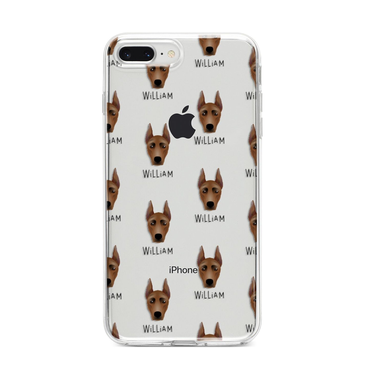 German Pinscher Icon with Name iPhone 8 Plus Bumper Case on Silver iPhone