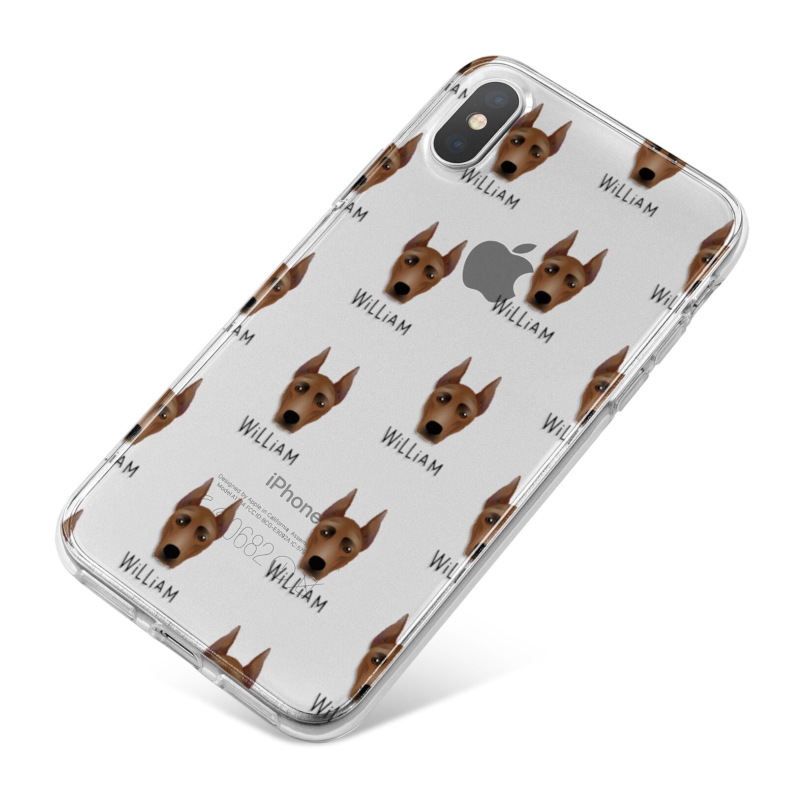 German Pinscher Icon with Name iPhone X Bumper Case on Silver iPhone