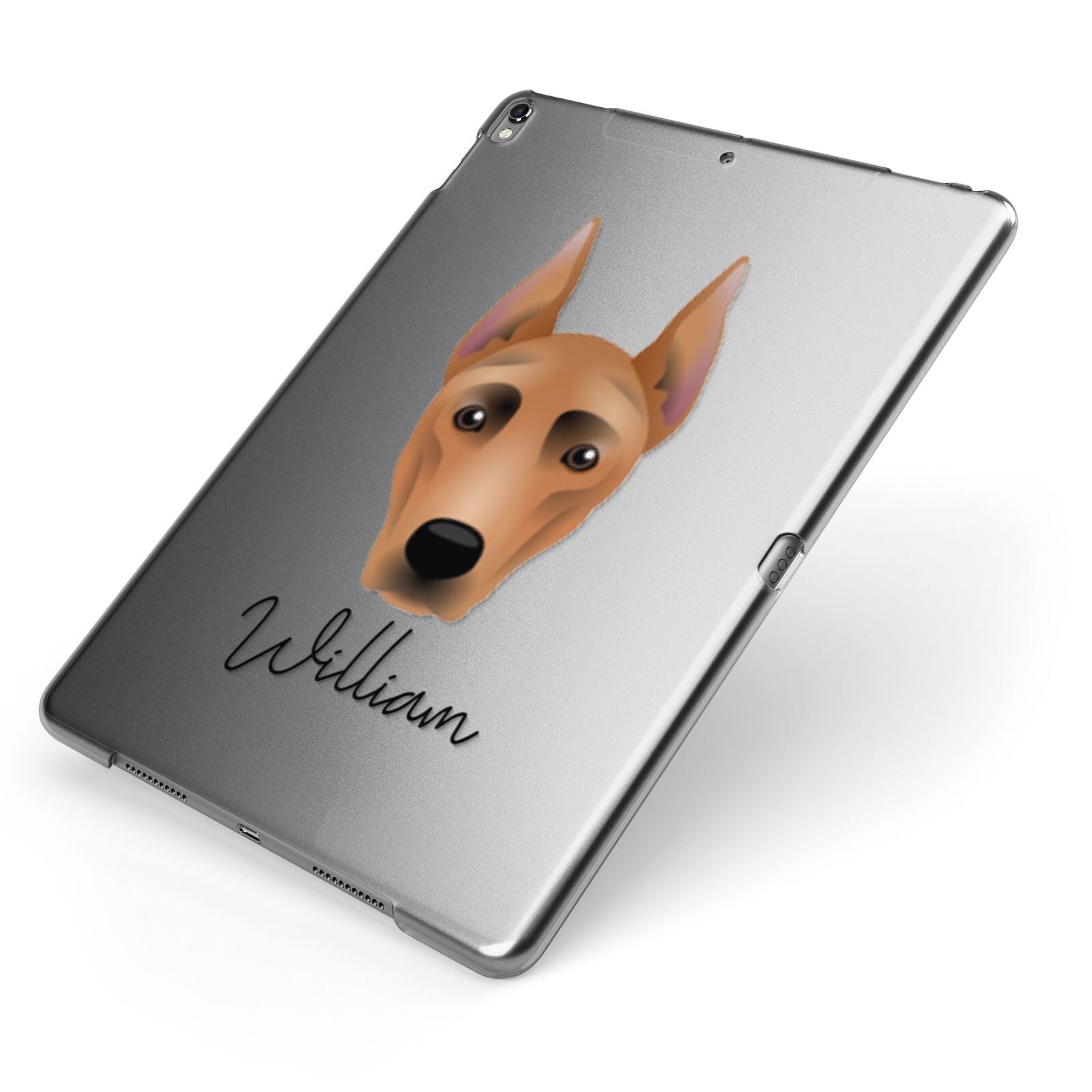 German Pinscher Personalised Apple iPad Case on Grey iPad Side View