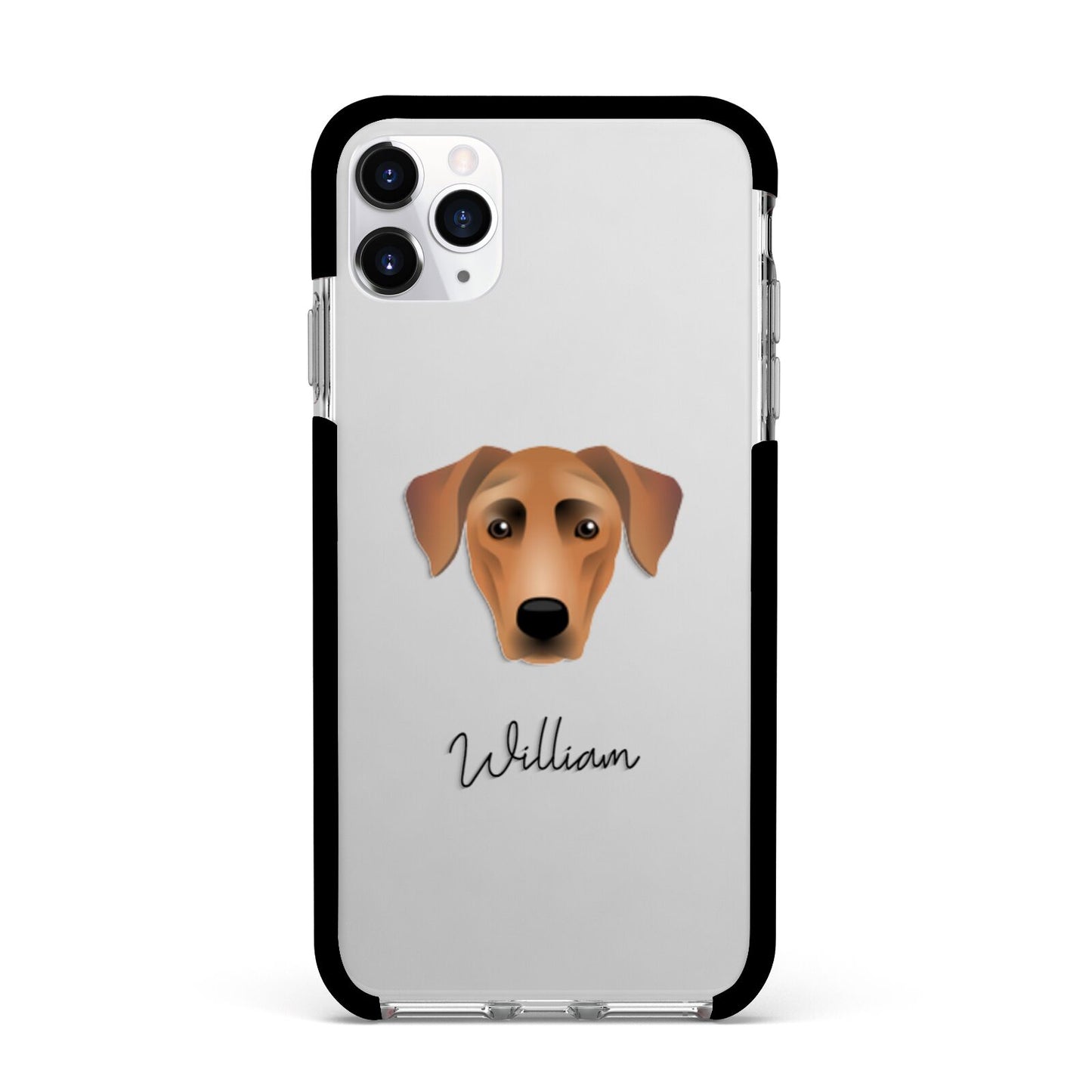 German Pinscher Personalised Apple iPhone 11 Pro Max in Silver with Black Impact Case