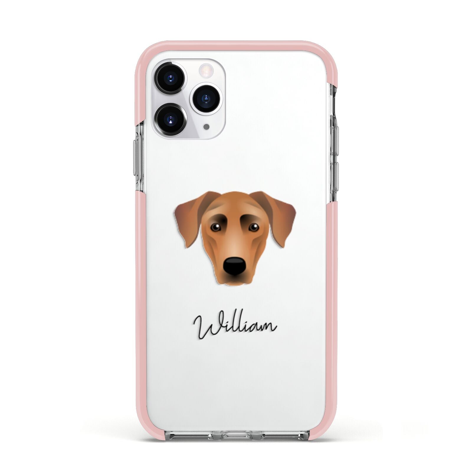 German Pinscher Personalised Apple iPhone 11 Pro in Silver with Pink Impact Case