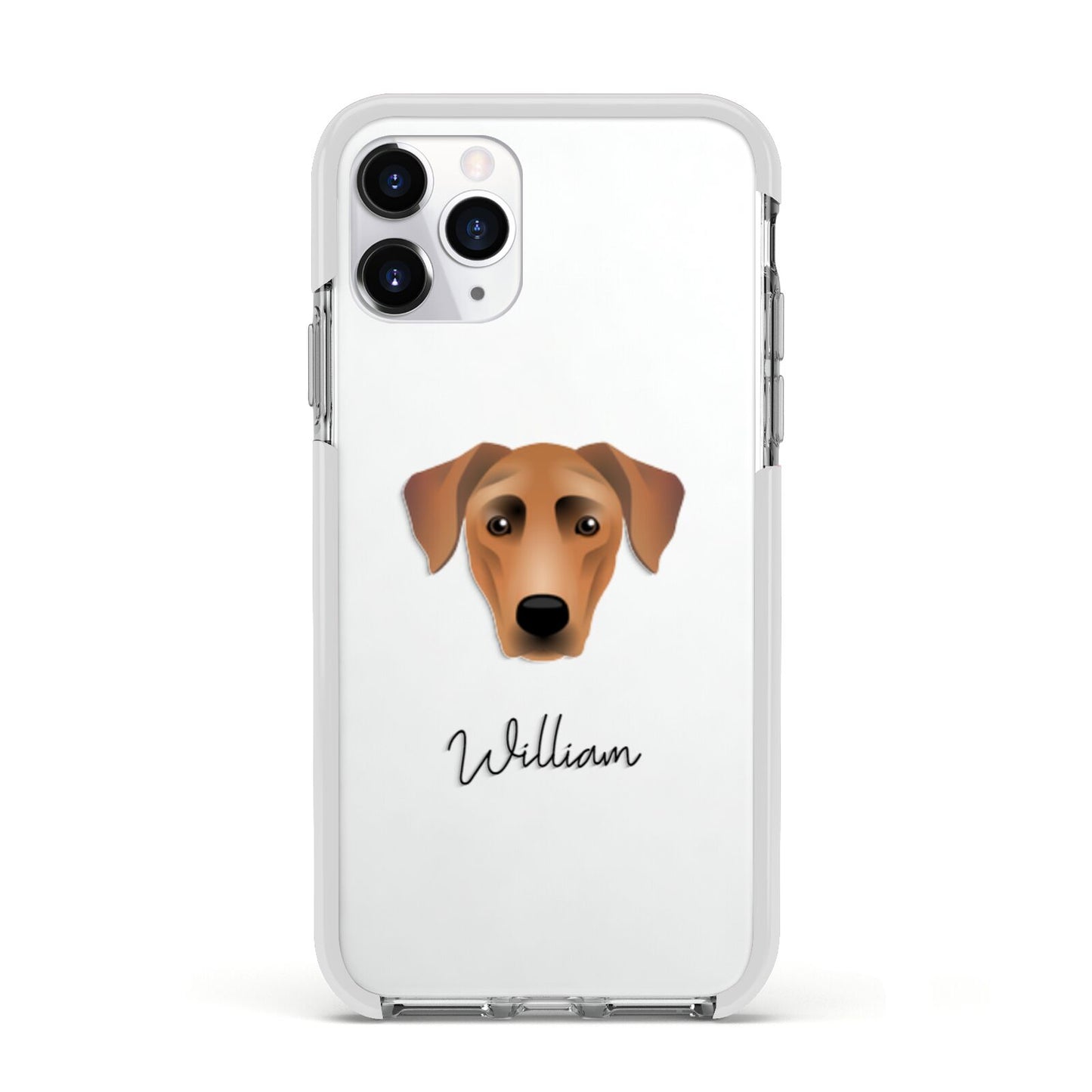 German Pinscher Personalised Apple iPhone 11 Pro in Silver with White Impact Case