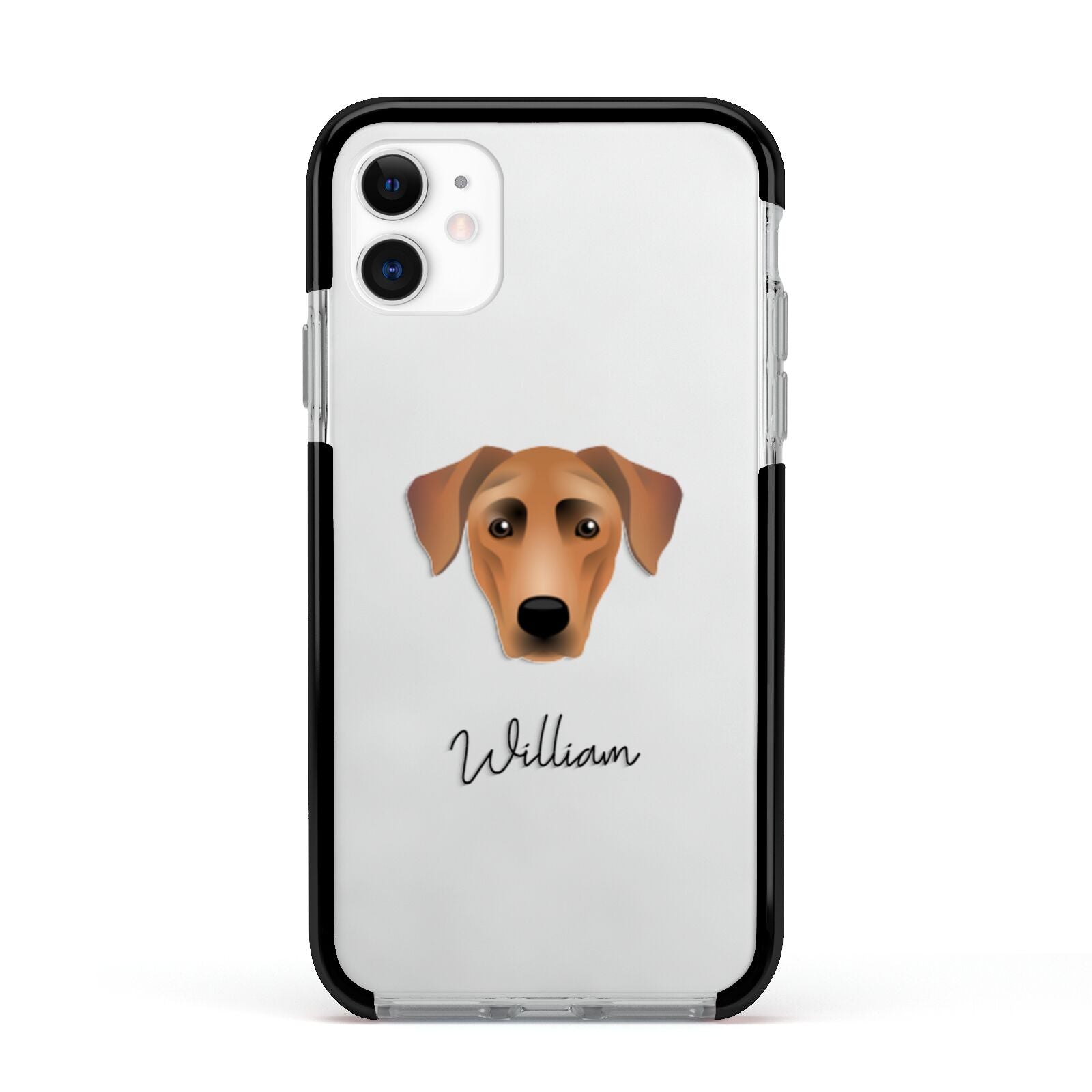 German Pinscher Personalised Apple iPhone 11 in White with Black Impact Case