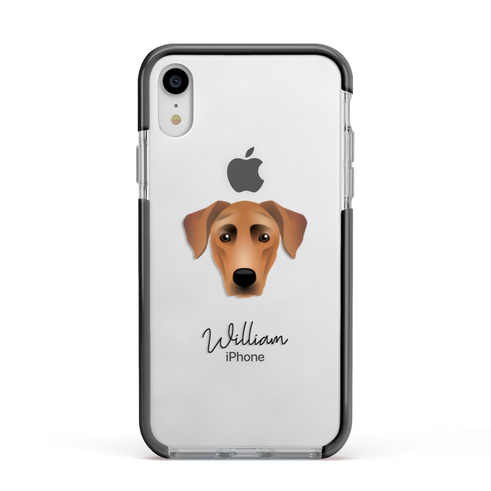 German Pinscher Personalised Apple iPhone XR Impact Case Black Edge on Silver Phone