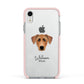 German Pinscher Personalised Apple iPhone XR Impact Case Pink Edge on Silver Phone