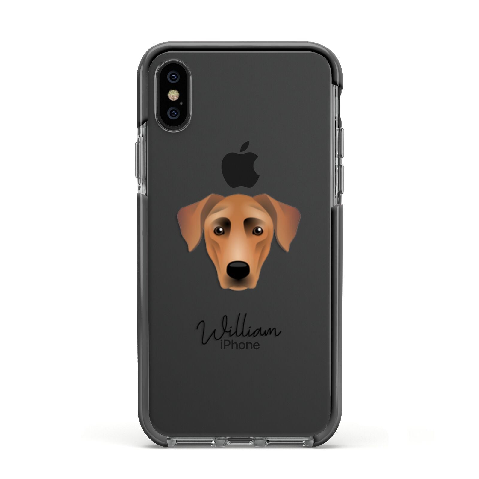 German Pinscher Personalised Apple iPhone Xs Impact Case Black Edge on Black Phone